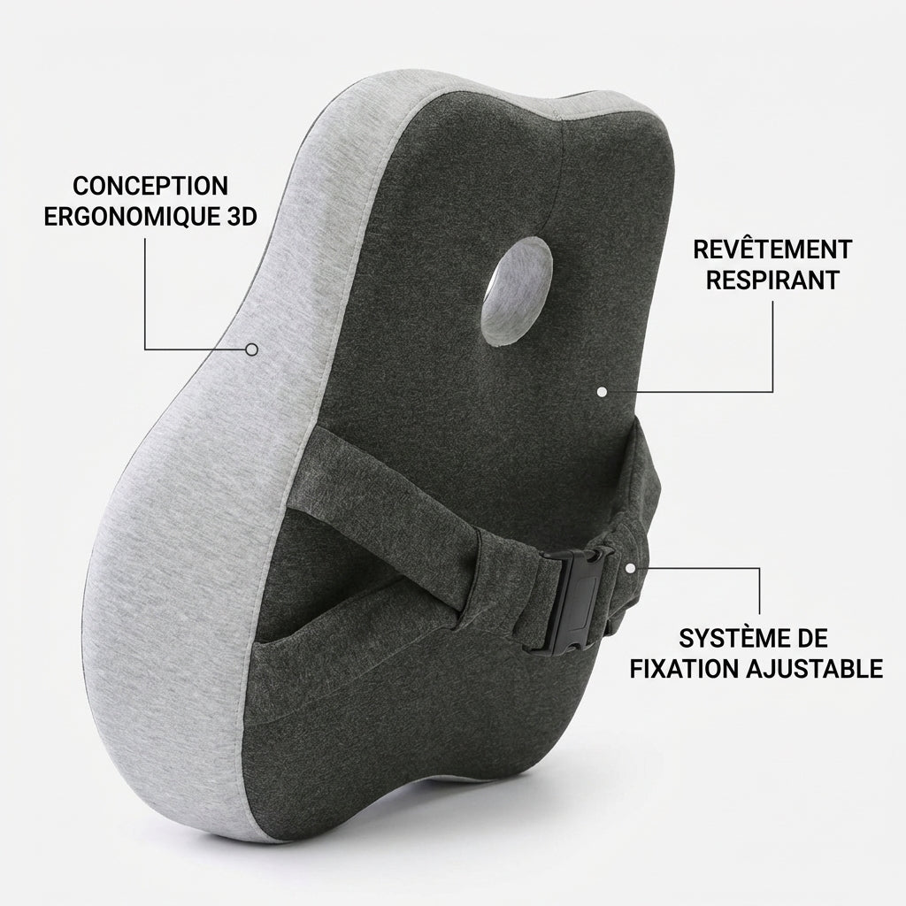 Coussin cale dos ergonomique vue de dos