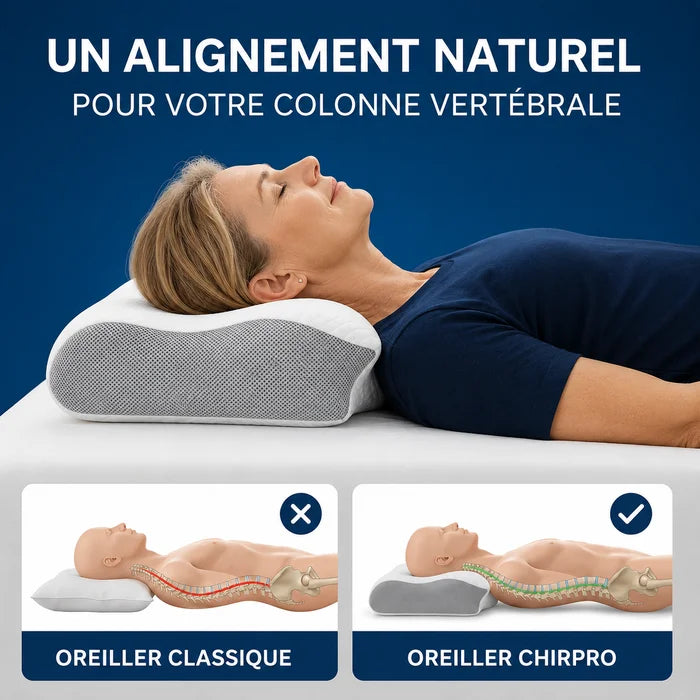 Oreiller nuque Chirpro en utilisation nocturne