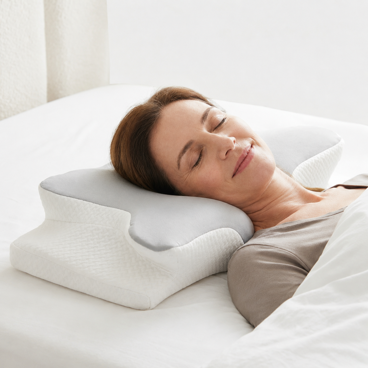 Oreiller ergonomique pour arthrose cervicale femme qui dort 