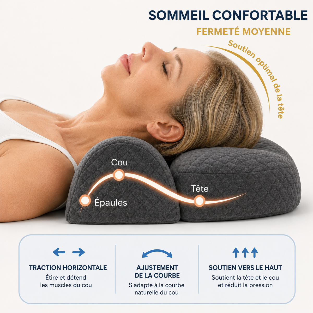 Oreiller nuque en utilisation pendant le sommeil