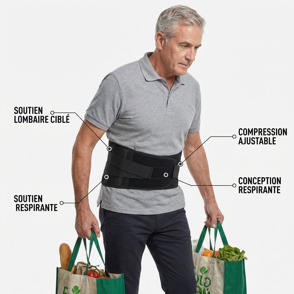 Ceinture de soutien lombaire portée par un homme