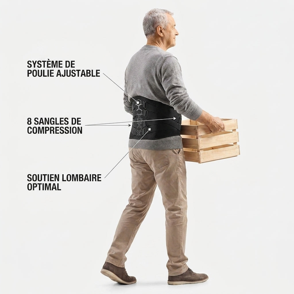 Ceinture dorso lombaire portée par un homme