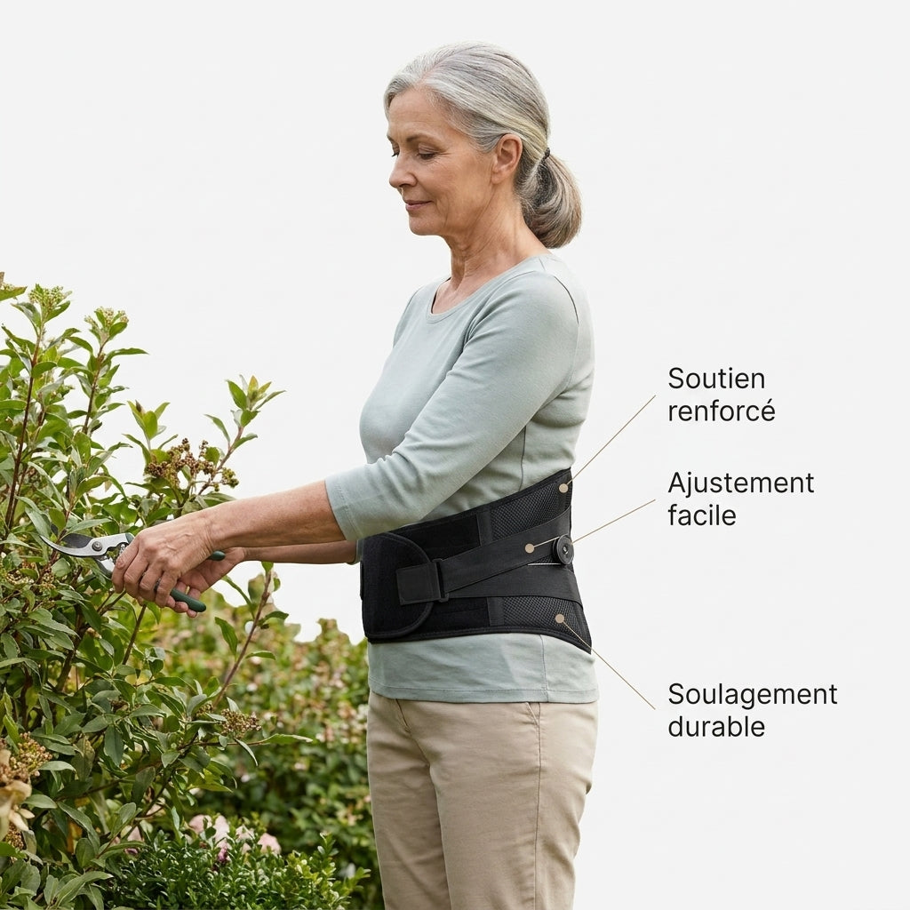 Ceinture dorso lombaire portée par une femme agé Image