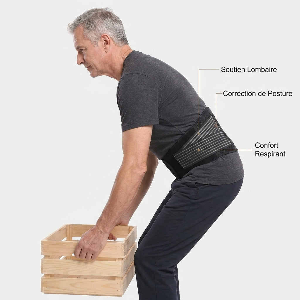 Ceinture lombaire souple portée par un homme