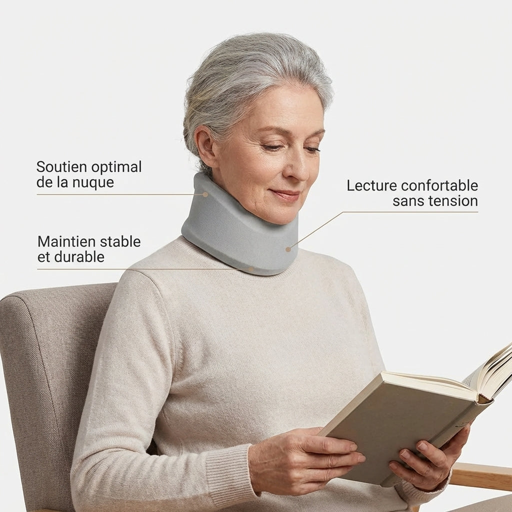 Collier cervical C2 porté par une femme âgé