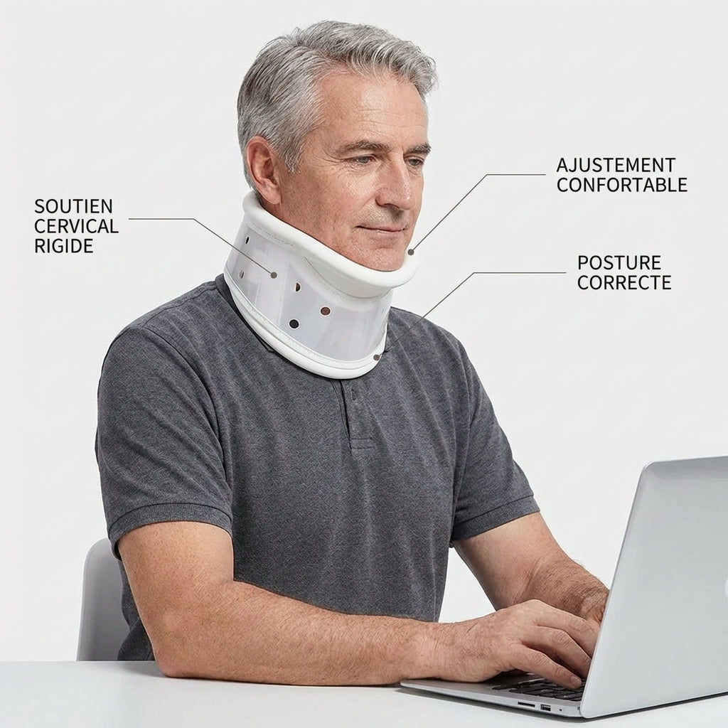 Collier cervical rigide porté par un homme