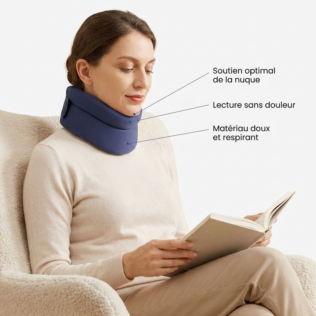 Collier pour arthrose cervical porté par une femme jeune