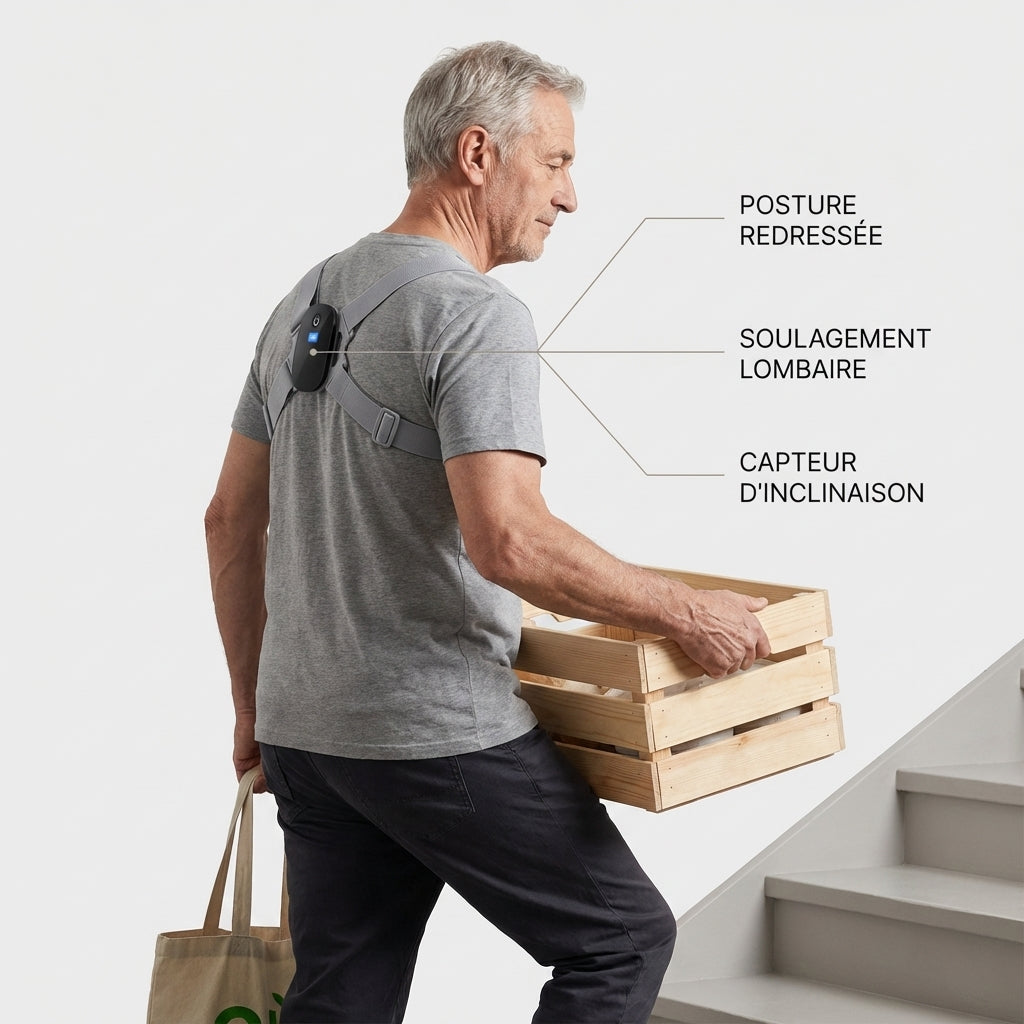 Correcteur de posture intelligent porté par un homme