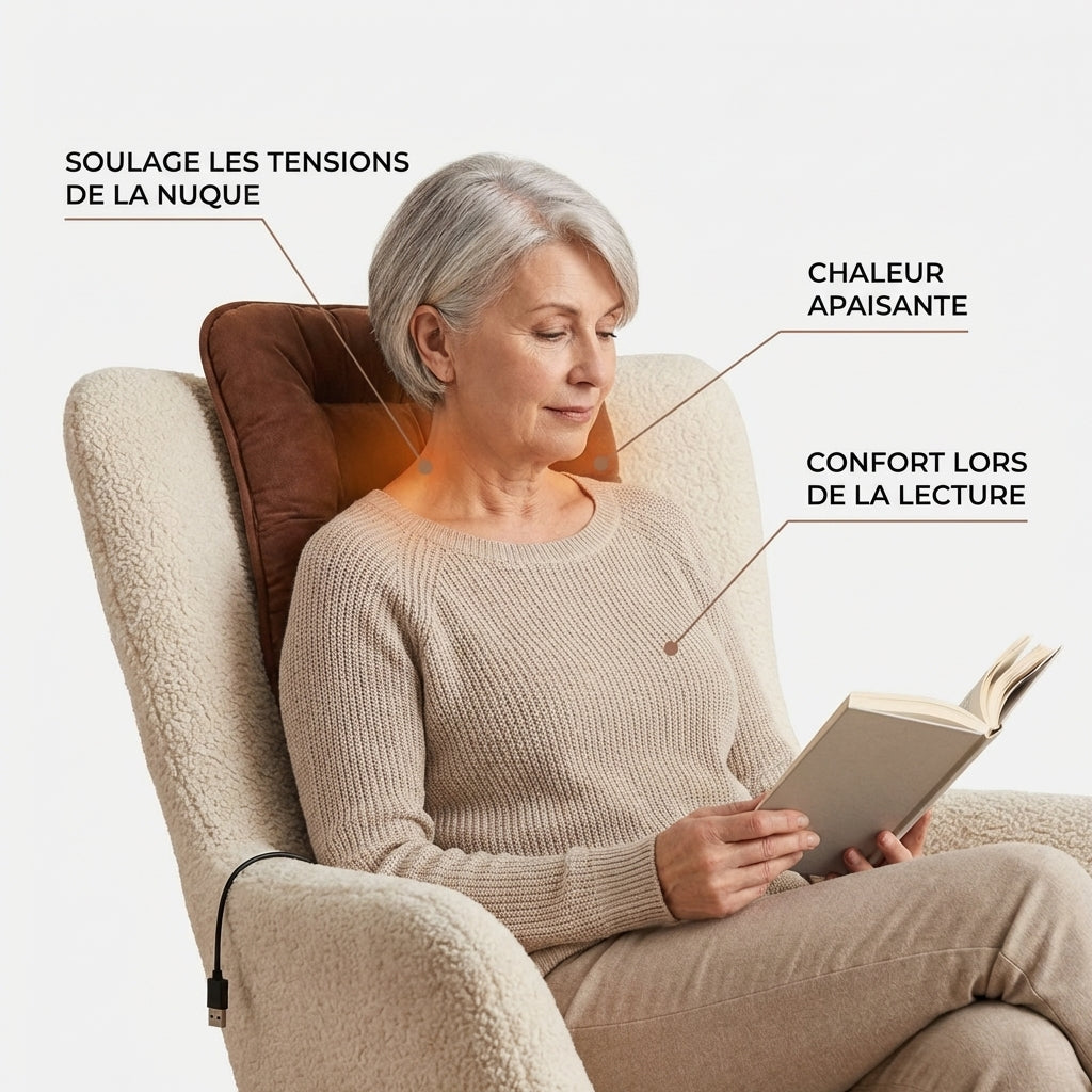 Coussin chauffant pour dos utilisé par une femme