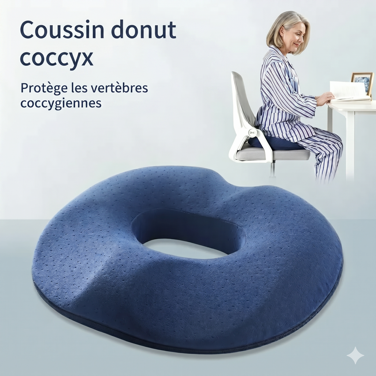 Coussin donut coccyx en mousse à mémoire de forme - vue de dessus