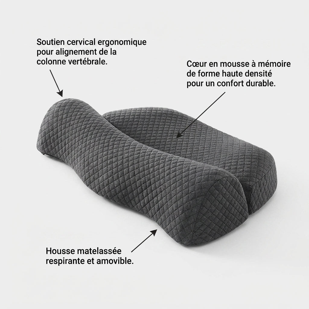 Oreiller nuque vue détails