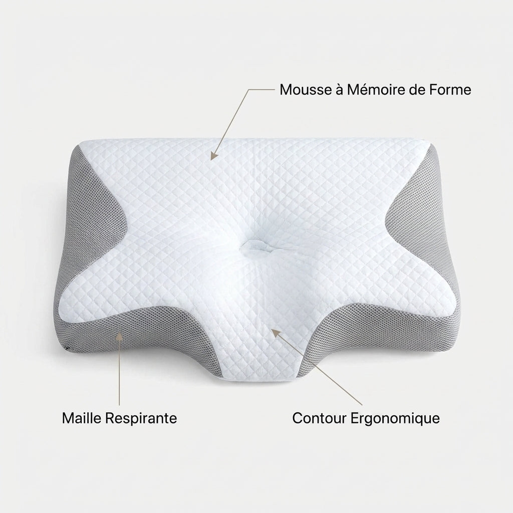 Oreiller cervical ergonomique vue de face