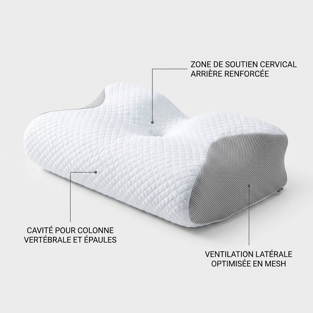 Oreiller cervical vue de dos